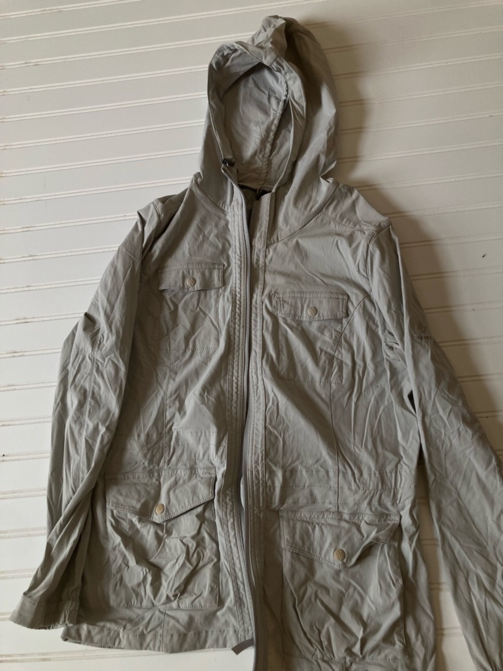 Eddie Bauer Light Gray Hooded Shirt Jacket